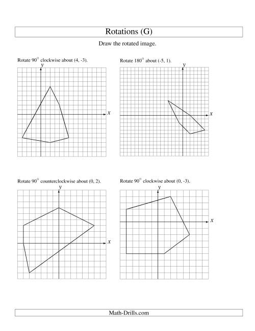 The Rotation of 5 Vertices around Any Point (G) Math Worksheet