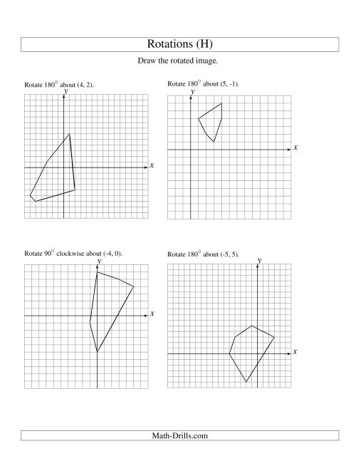 The Rotation of 5 Vertices around Any Point (H) Math Worksheet