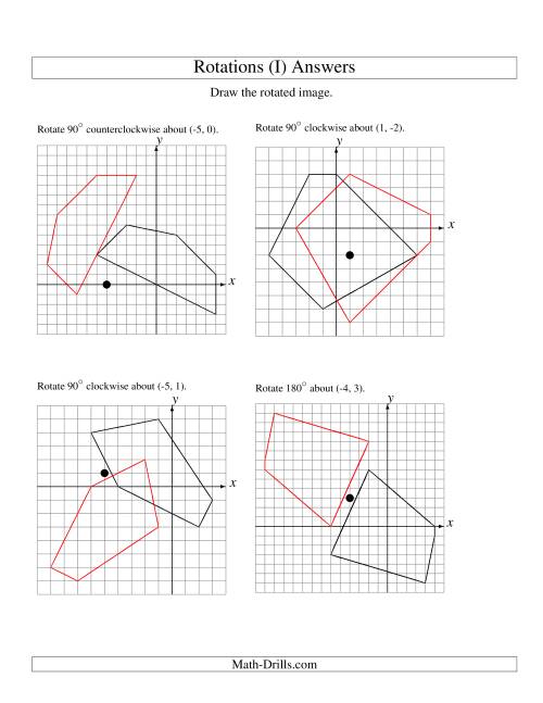 The Rotation of 5 Vertices around Any Point (I) Math Worksheet Page 2