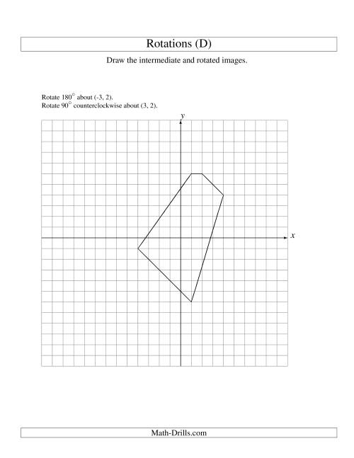 The Two-Step Rotation of 5 Vertices around Any Point (D) Math Worksheet