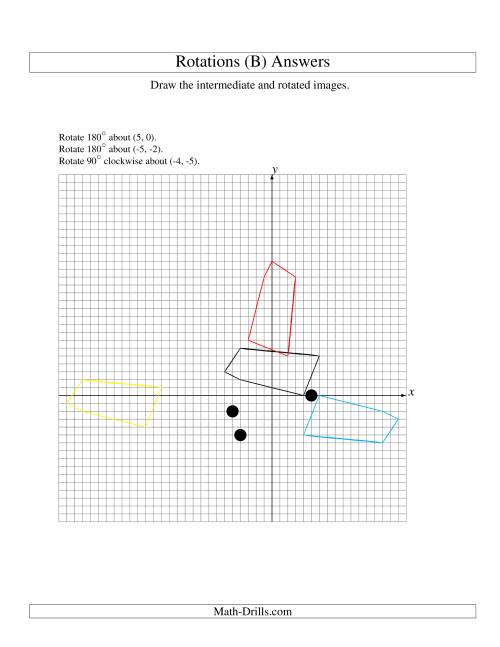 The Three-Step Rotation of 5 Vertices around Any Point (B) Math Worksheet Page 2