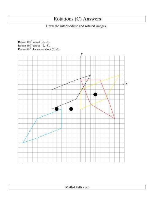 The Three-Step Rotation of 5 Vertices around Any Point (C) Math Worksheet Page 2