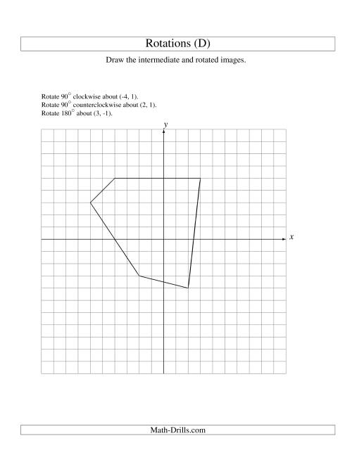 The Three-Step Rotation of 5 Vertices around Any Point (D) Math Worksheet