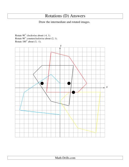 The Three-Step Rotation of 5 Vertices around Any Point (D) Math Worksheet Page 2