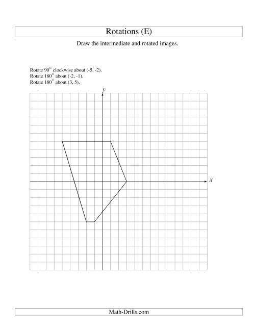 The Three-Step Rotation of 5 Vertices around Any Point (E) Math Worksheet
