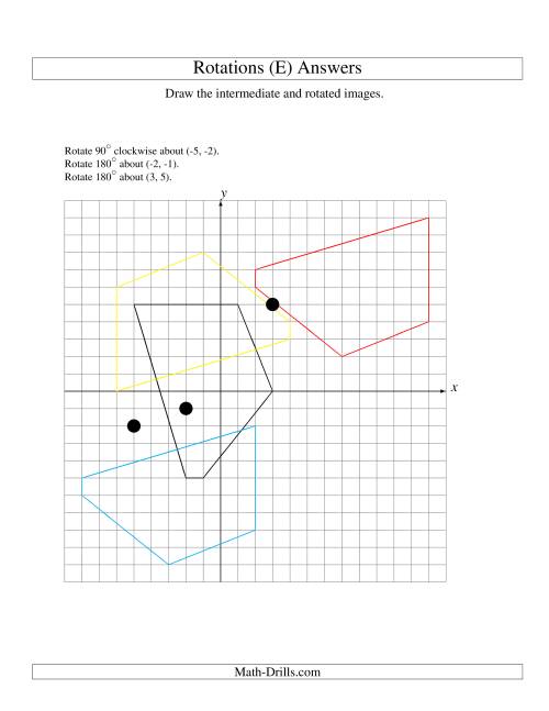 The Three-Step Rotation of 5 Vertices around Any Point (E) Math Worksheet Page 2