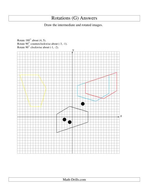 The Three-Step Rotation of 5 Vertices around Any Point (G) Math Worksheet Page 2