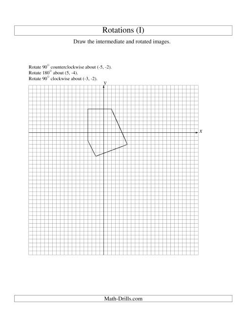 The Three-Step Rotation of 5 Vertices around Any Point (I) Math Worksheet