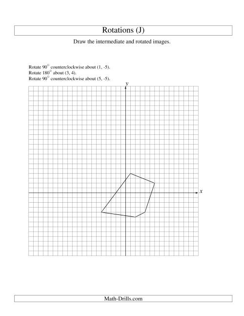 The Three-Step Rotation of 5 Vertices around Any Point (J) Math Worksheet