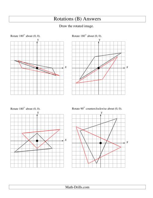 The Rotation of 3 Vertices around the Origin (B) Math Worksheet Page 2