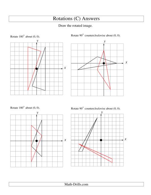 The Rotation of 3 Vertices around the Origin (C) Math Worksheet Page 2