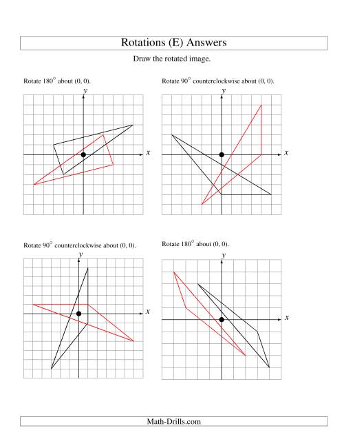The Rotation of 3 Vertices around the Origin (E) Math Worksheet Page 2