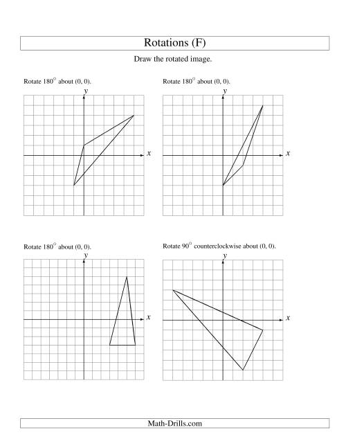 The Rotation of 3 Vertices around the Origin (F) Math Worksheet