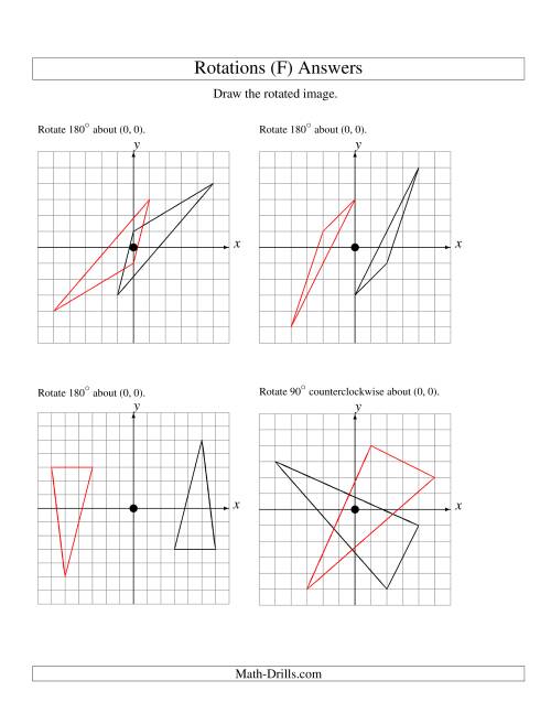 The Rotation of 3 Vertices around the Origin (F) Math Worksheet Page 2