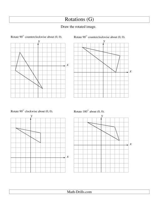 The Rotation of 3 Vertices around the Origin (G) Math Worksheet