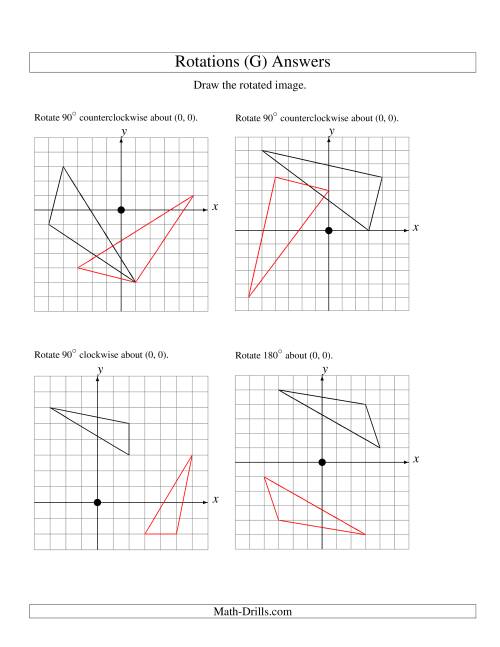 The Rotation of 3 Vertices around the Origin (G) Math Worksheet Page 2