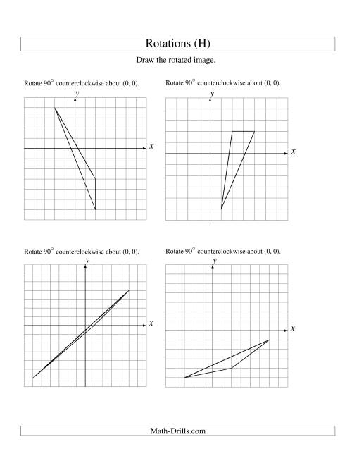 The Rotation of 3 Vertices around the Origin (H) Math Worksheet