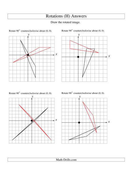 The Rotation of 3 Vertices around the Origin (H) Math Worksheet Page 2