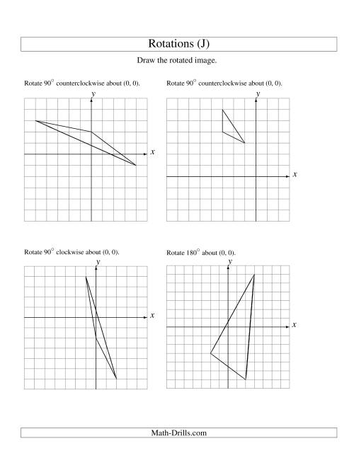 The Rotation of 3 Vertices around the Origin (J) Math Worksheet