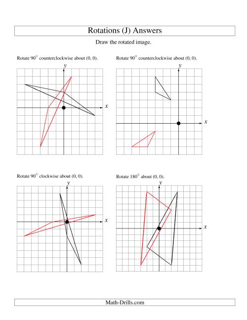 The Rotation of 3 Vertices around the Origin (J) Math Worksheet Page 2
