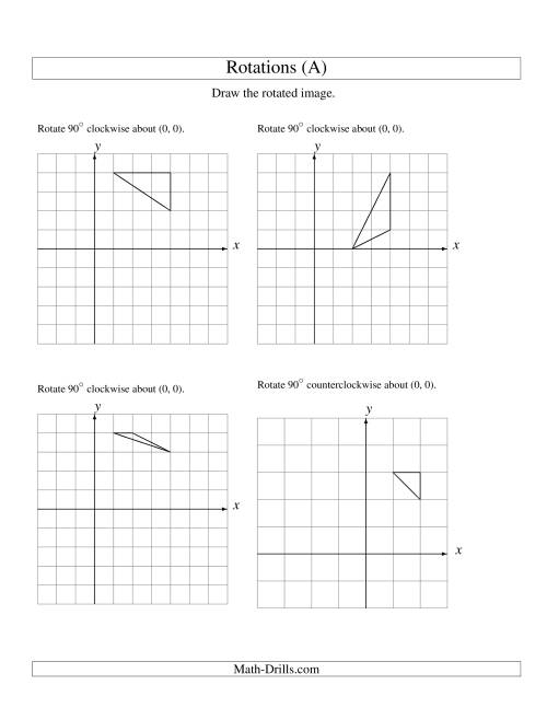 The Rotation of 3 Vertices around the Origin Starting in Quadrant I (A) Math Worksheet