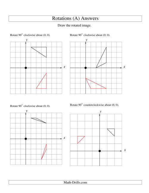The Rotation of 3 Vertices around the Origin Starting in Quadrant I (A) Math Worksheet Page 2