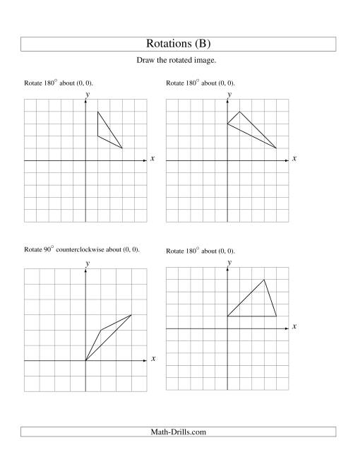 The Rotation of 3 Vertices around the Origin Starting in Quadrant I (B) Math Worksheet