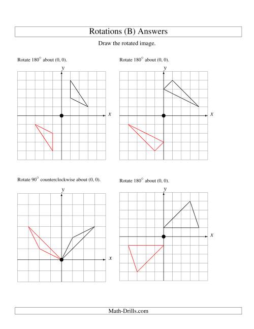 The Rotation of 3 Vertices around the Origin Starting in Quadrant I (B) Math Worksheet Page 2