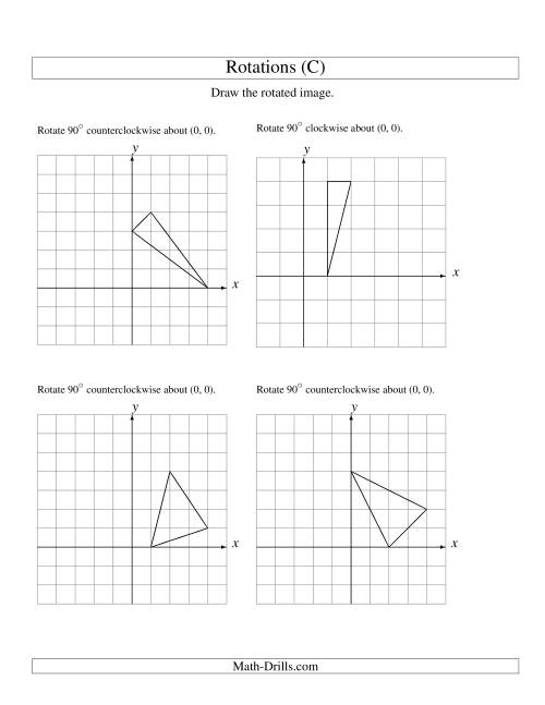 The Rotation of 3 Vertices around the Origin Starting in Quadrant I (C) Math Worksheet