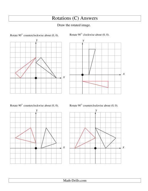 The Rotation of 3 Vertices around the Origin Starting in Quadrant I (C) Math Worksheet Page 2