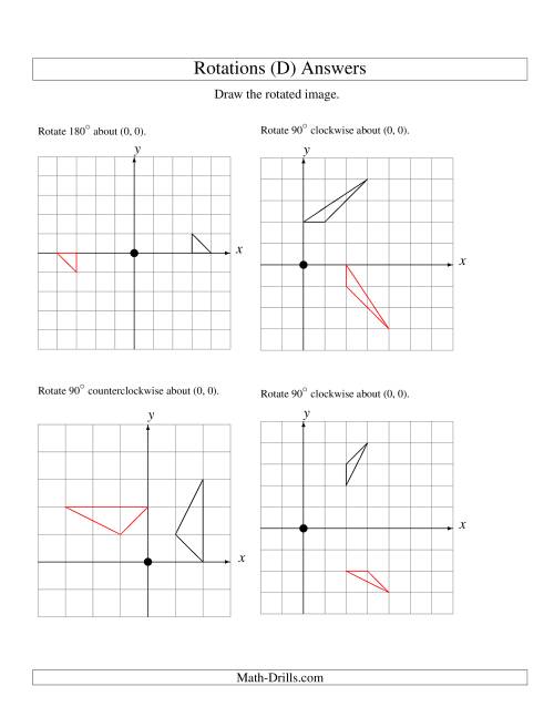 The Rotation of 3 Vertices around the Origin Starting in Quadrant I (D) Math Worksheet Page 2