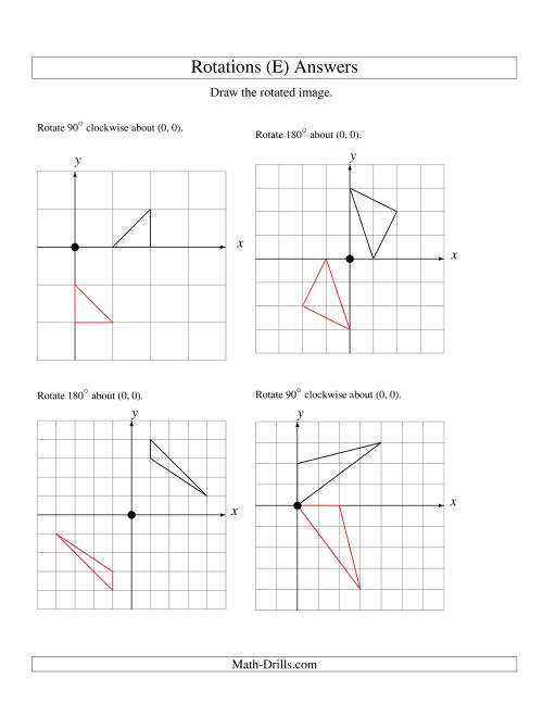 The Rotation of 3 Vertices around the Origin Starting in Quadrant I (E) Math Worksheet Page 2