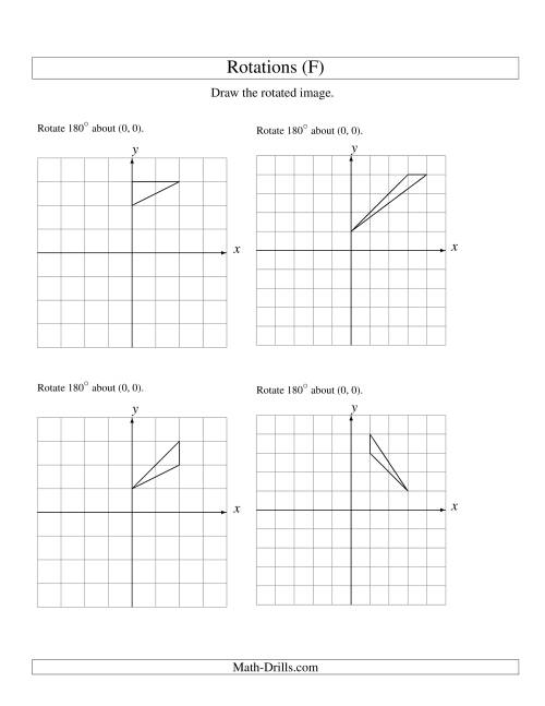 The Rotation of 3 Vertices around the Origin Starting in Quadrant I (F) Math Worksheet