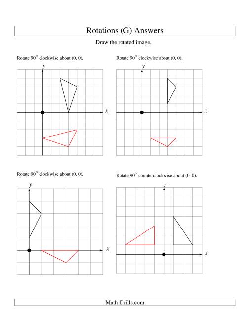 The Rotation of 3 Vertices around the Origin Starting in Quadrant I (G) Math Worksheet Page 2