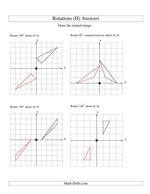 The Rotation of 3 Vertices around the Origin Starting in Quadrant I (H) Math Worksheet Page 2