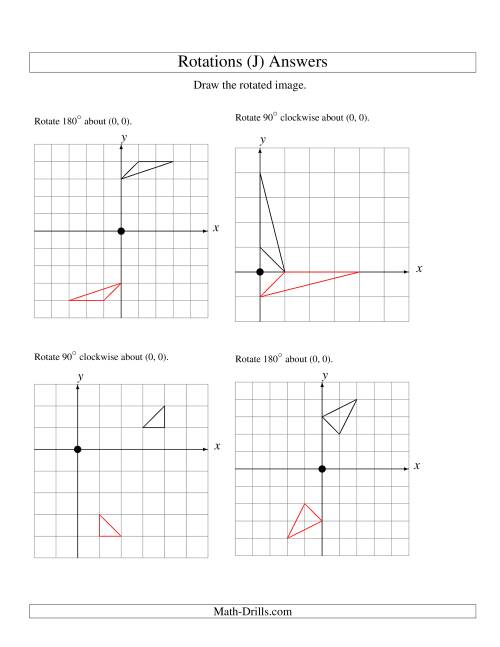 The Rotation of 3 Vertices around the Origin Starting in Quadrant I (J) Math Worksheet Page 2