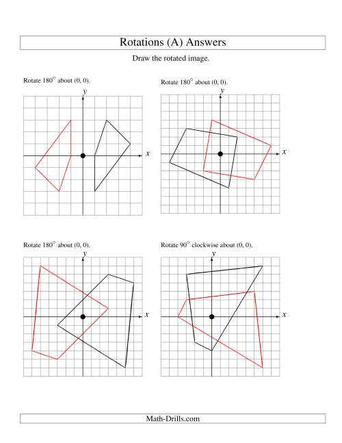 The Rotation of 4 Vertices around the Origin (A) Math Worksheet Page 2