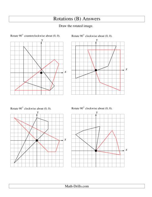 The Rotation of 4 Vertices around the Origin (B) Math Worksheet Page 2