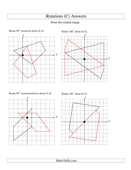 The Rotation of 4 Vertices around the Origin (C) Math Worksheet Page 2