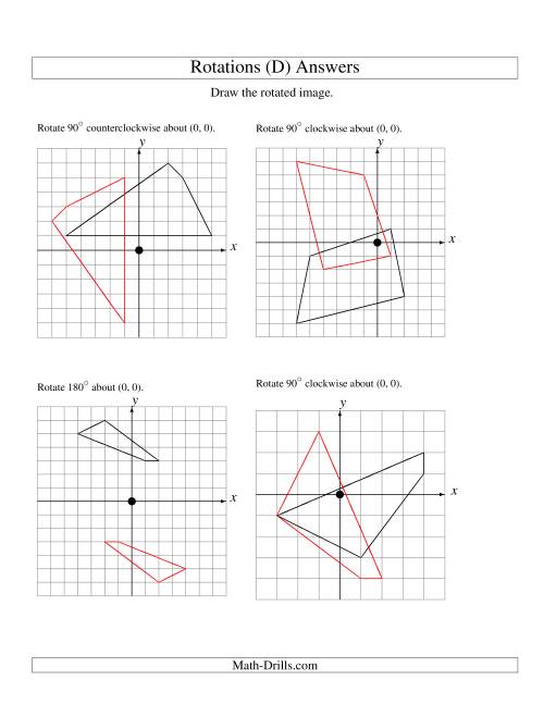 The Rotation of 4 Vertices around the Origin (D) Math Worksheet Page 2