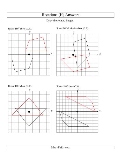 The Rotation of 4 Vertices around the Origin (H) Math Worksheet Page 2