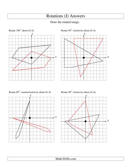 The Rotation of 4 Vertices around the Origin (I) Math Worksheet Page 2