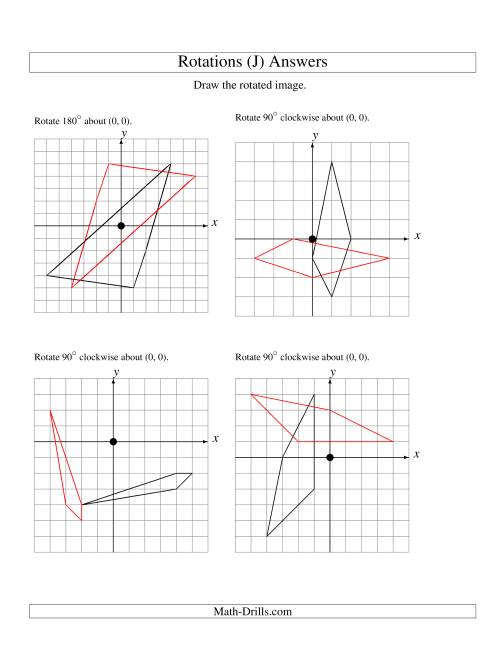 The Rotation of 4 Vertices around the Origin (J) Math Worksheet Page 2