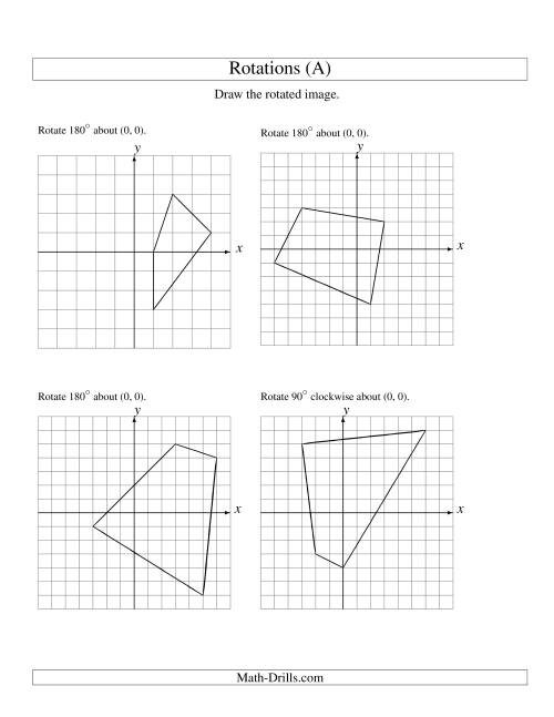 The Rotation of 4 Vertices around the Origin (All) Math Worksheet