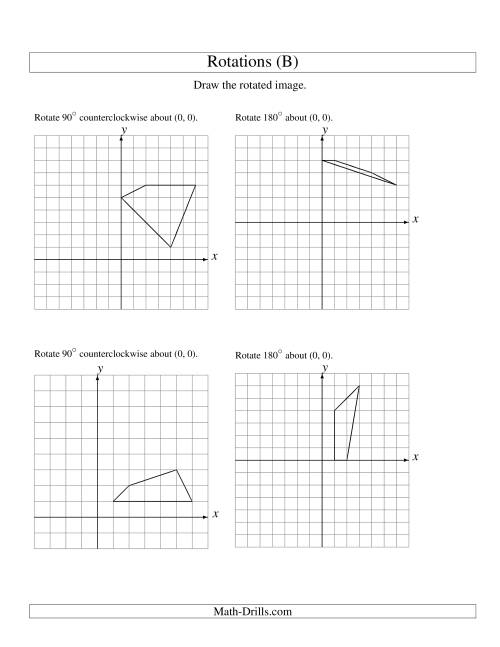 The Rotation of 4 Vertices around the Origin Starting in Quadrant I (B) Math Worksheet