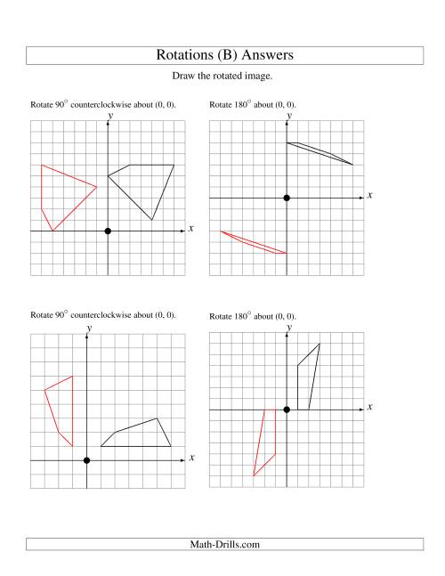 The Rotation of 4 Vertices around the Origin Starting in Quadrant I (B) Math Worksheet Page 2