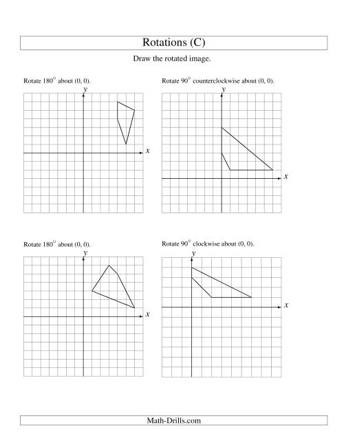 The Rotation of 4 Vertices around the Origin Starting in Quadrant I (C) Math Worksheet