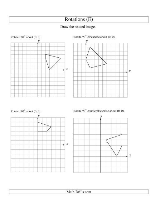 The Rotation of 4 Vertices around the Origin Starting in Quadrant I (E) Math Worksheet
