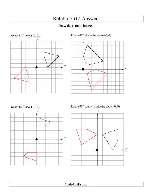 The Rotation of 4 Vertices around the Origin Starting in Quadrant I (E) Math Worksheet Page 2