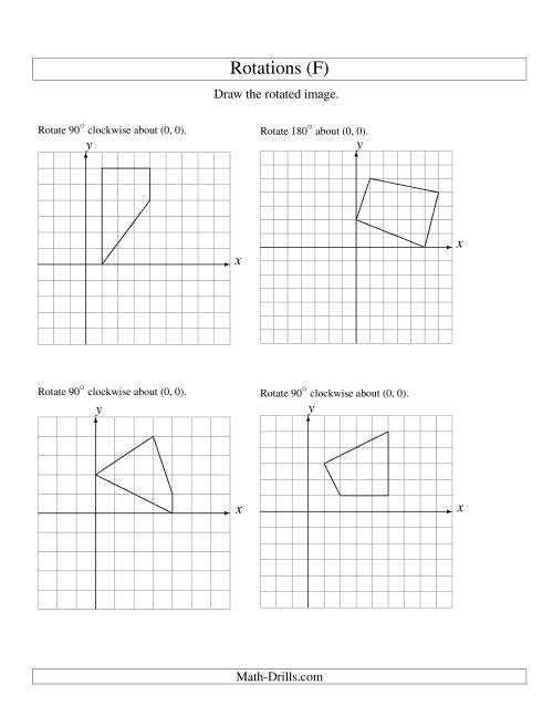 The Rotation of 4 Vertices around the Origin Starting in Quadrant I (F) Math Worksheet